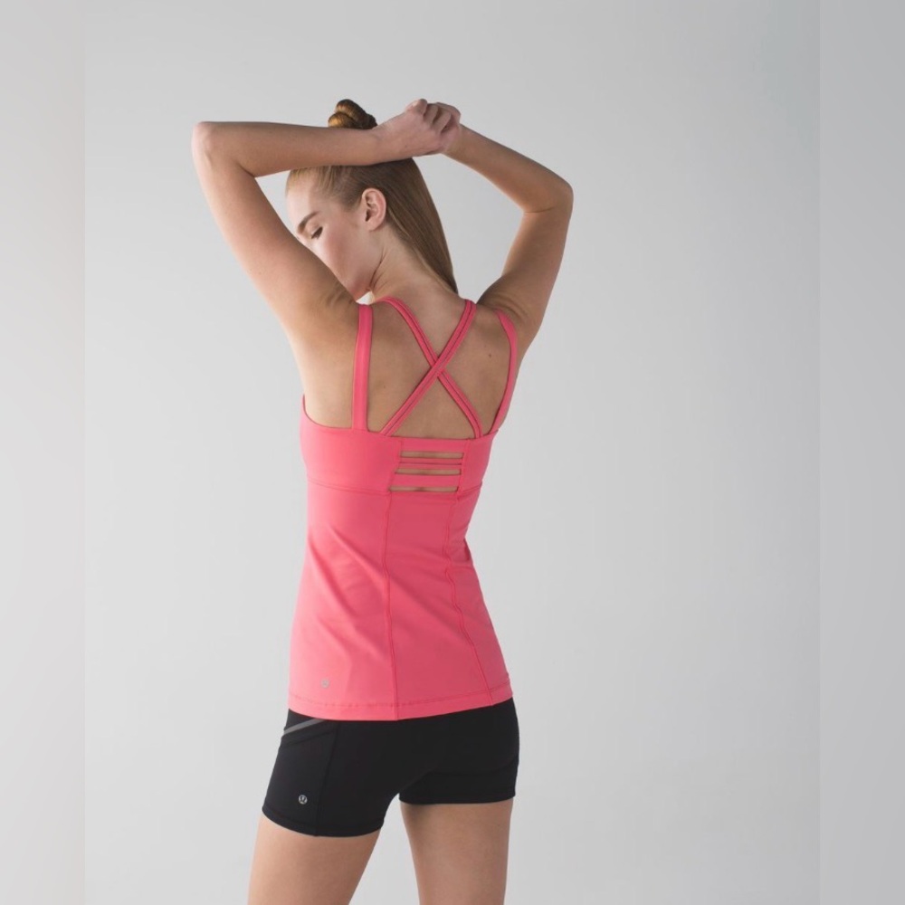 Lululemon Happy Strappy Tank Top Size 6 Pink Lemonade Bright Activewear Gym Yoga